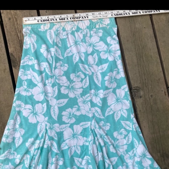VINTAGE Skirt Flared Midi Swim Coverup Floral Blue Green White Size Small - Picture 6 of 6